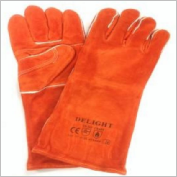 ถุงมือหนังงานเชื่อมเสริมซับสำลีสีน้ำตาล DELIGHT