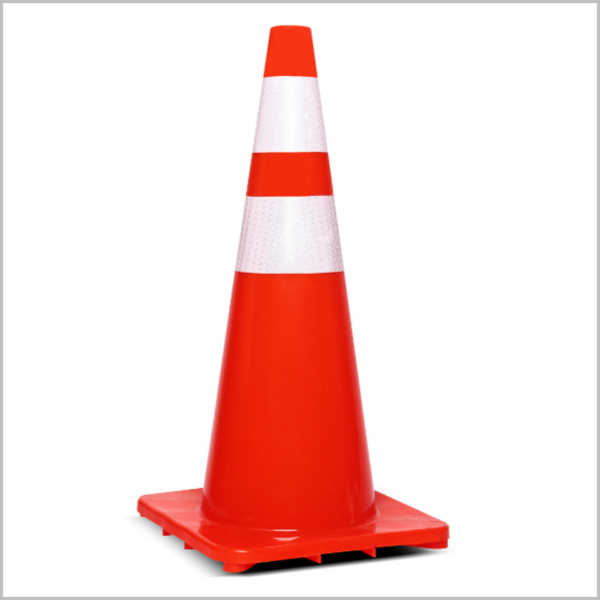 กรวยจราจร 70 ซม. คาดแถบสะท้อนแสง 2 เส้น