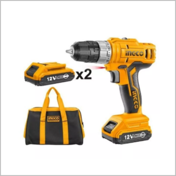 สว่านไขควงไร้สาย 10mm. 12V 1.5Ah x 2  25NM.CDLI1222 INGCO