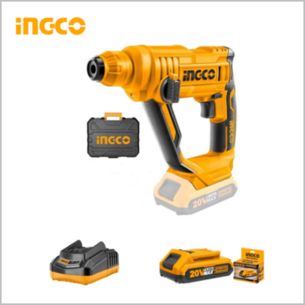 สว่านโรตารี่ไร้สาย 13มม. 20V แบต 2.0Ah+แท่นชาร์จ x1 SET-CRHL1601 INGCO ครบชุด