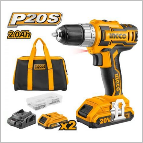 สว่านไขควงไร้สาย 20V 2.0Ah x 2 CDLI2002 INGCO (แบต2 แท่นชาร์ต 1)