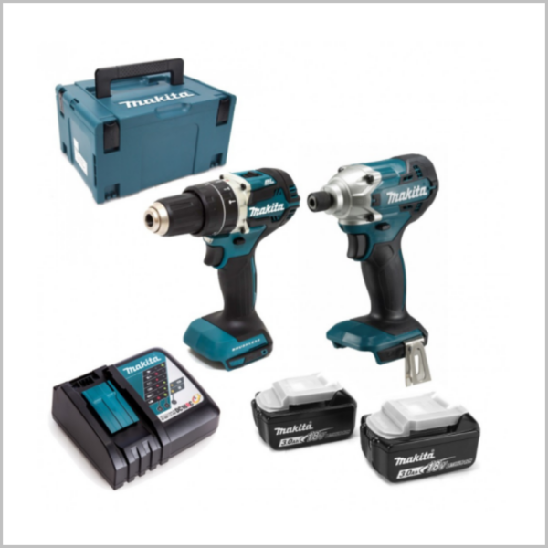 ชุด MAKITA  Combo Set Kit DLX2417J สว่านกระแทกไร้สาย รุ่น DHP484Z + DTD156Z+Box 18V