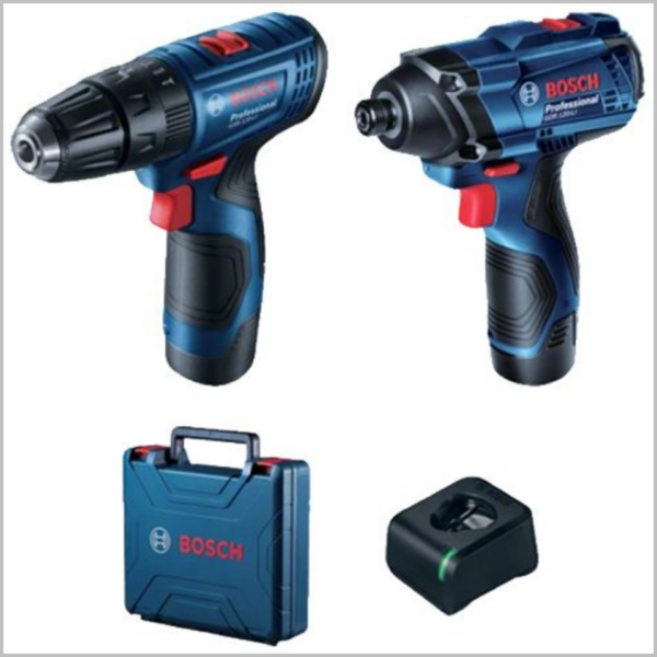 ชุดสว่านไขควงไร้สาย 12V/2.0Ahx2 + แท่นชาร์จ x1 (GSB120 LI+GDR120LI) BOSCH